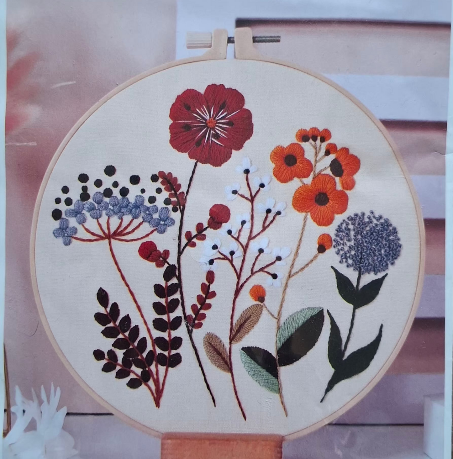 Kit de broderie - Fleurs oranges