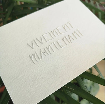 VIVEMENT MAINTENANT - Carte brodée